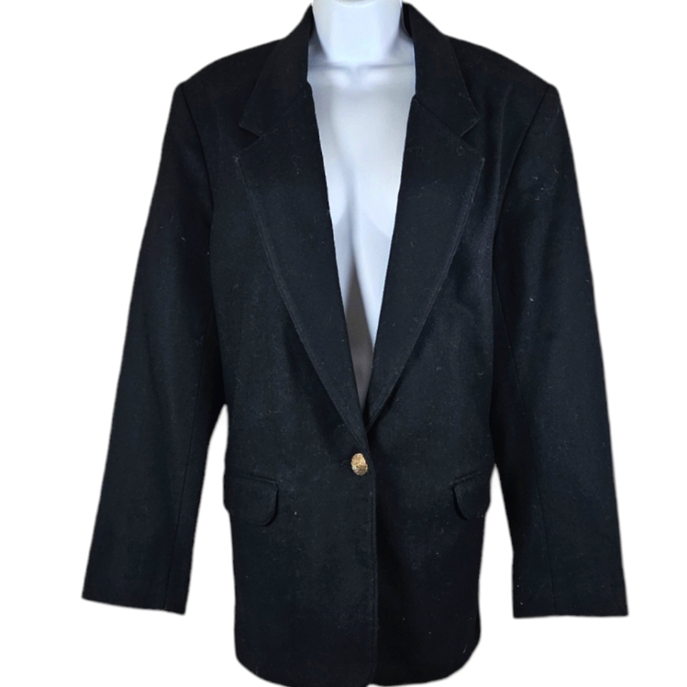 NWOT Alfred Dunner black wool blazer jacket Womens 16